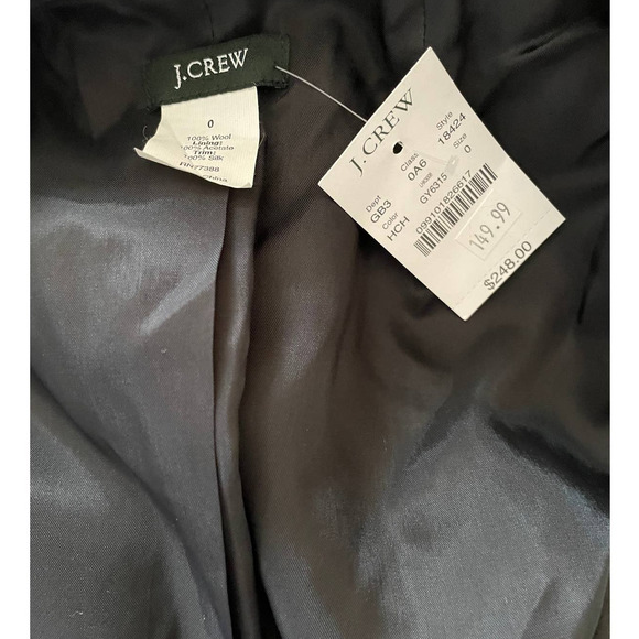 NWT $248 J CREW BLACK WOOL & SILK RUFFLE BLAZER SZ 0 - Picture 6 of 9